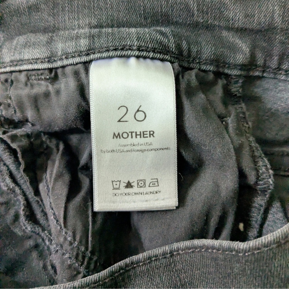 MOTHER Hustler Ankle Fray Jeans Not Guilty Washed Black Flare Size 26 - Picture 7 of 12